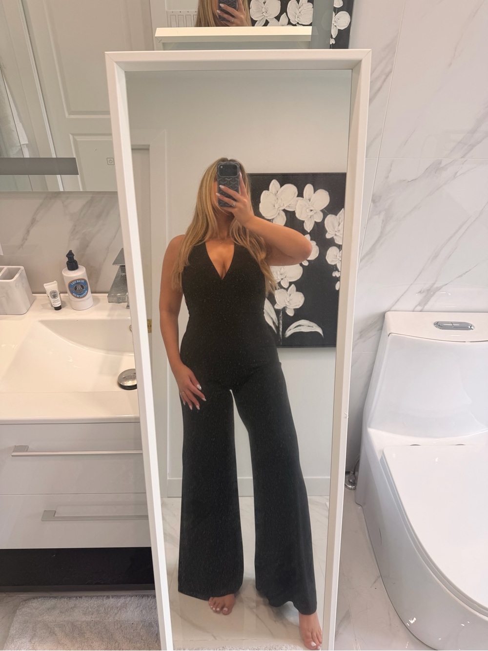 Symphony Black V-Neck Wide-Leg Jumpsuit